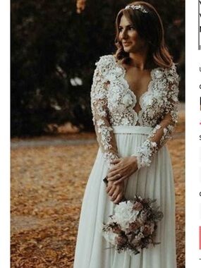 Vintage Country A-Line Boho Lace Sleeved Summer Wedding Dress
